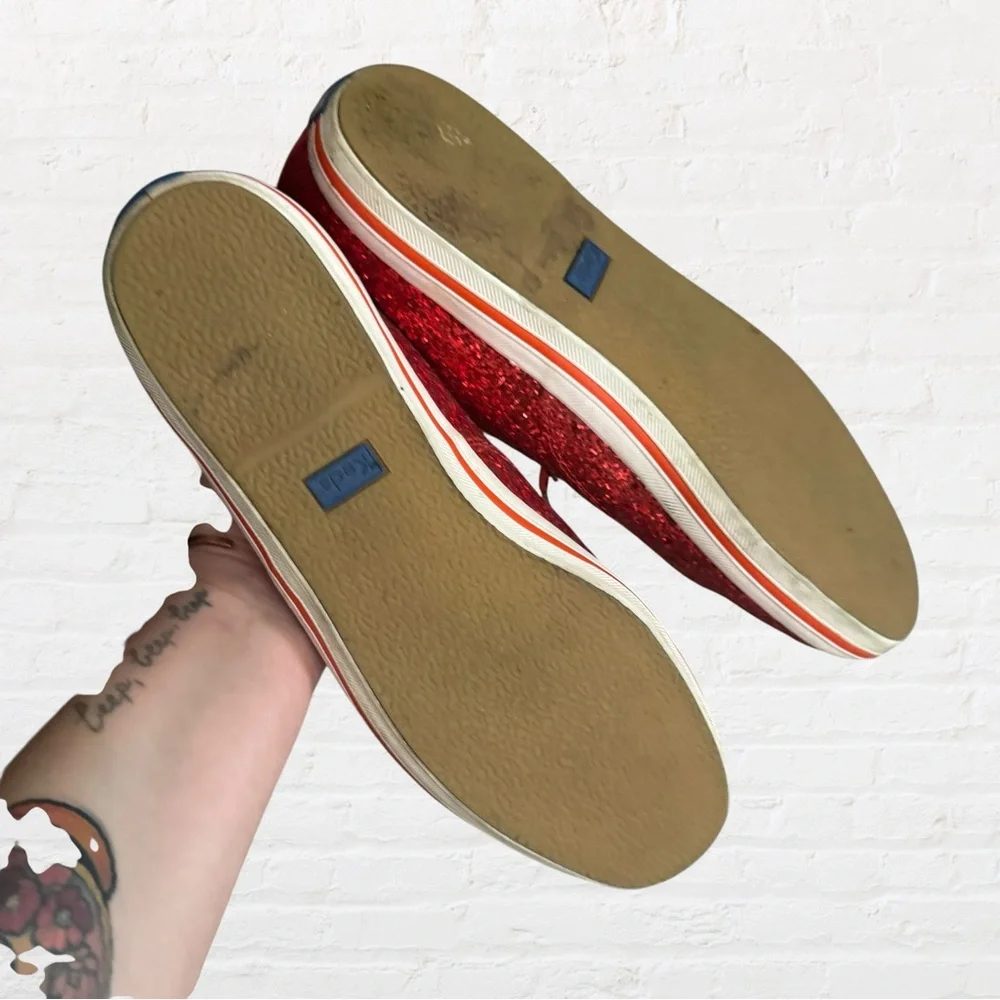 Kate Spade X Keds Glitter Red Sneakers, size 11 - Picture 3 of 7